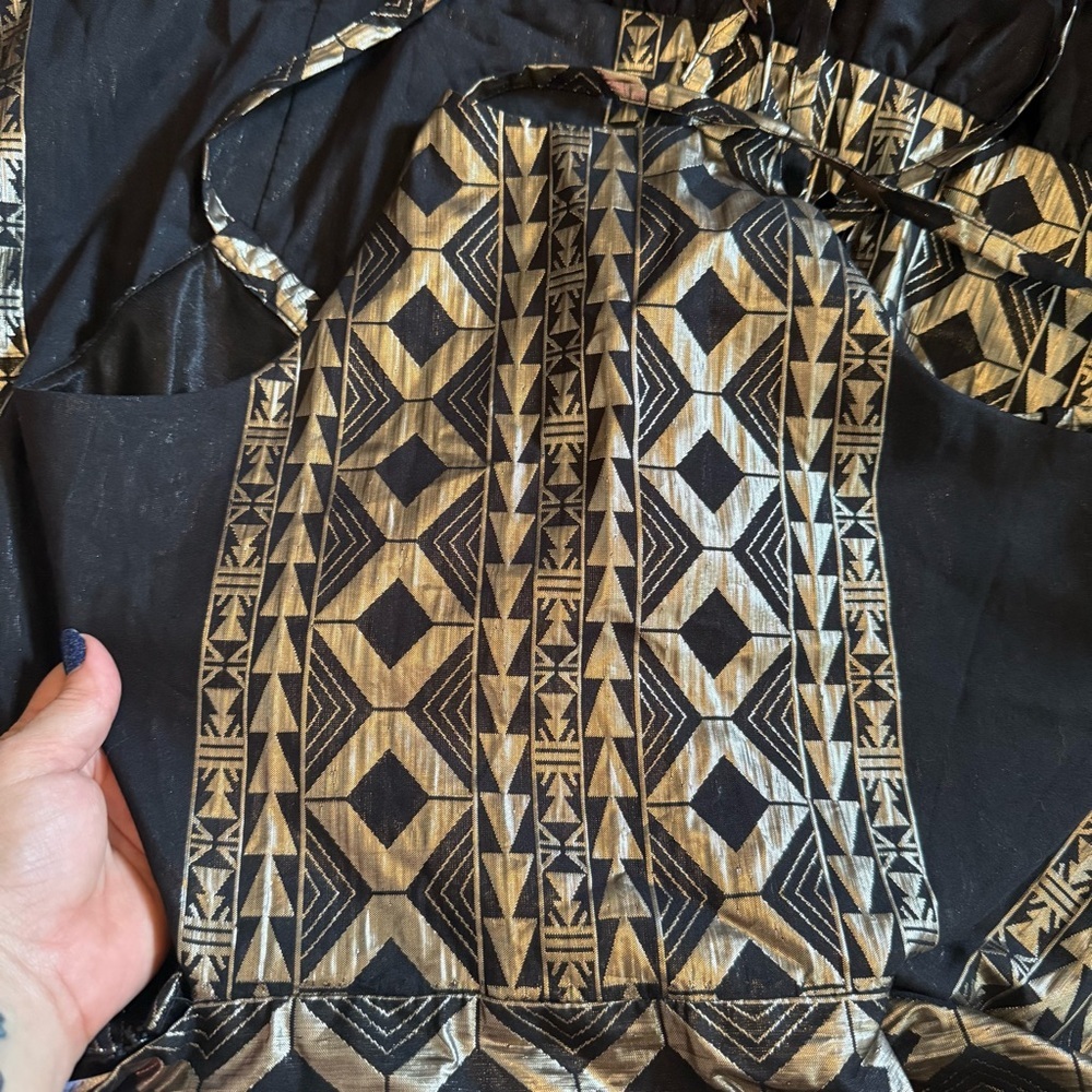 Lace the label geometric metallic print lace up back tiered maxi dress anthro - Picture 13 of 14